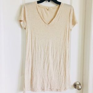 ZENANA M basics beige short sleeve women’s tunic blouse size small